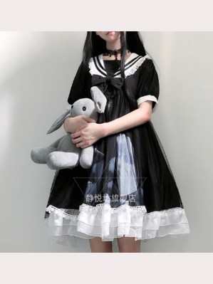 The Moon Gothic School Lolita Style Dress OP by JingYueFang (YJ18)